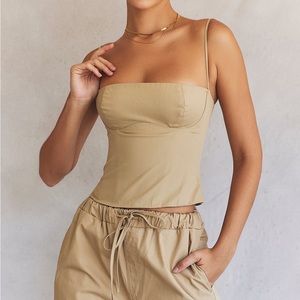 House Of CB Top Audette Camel Structured Corset Boned Underwire Stone S